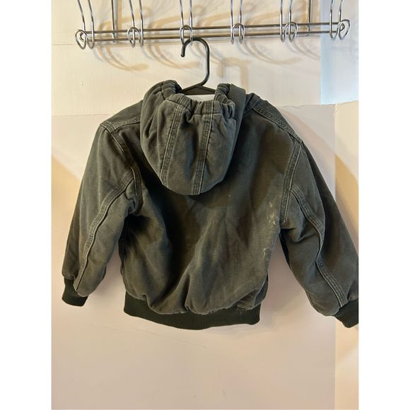 Carhartt boys 4t jacket USA green quilted interior rn#14806 hoodie - Picture 4 of 11